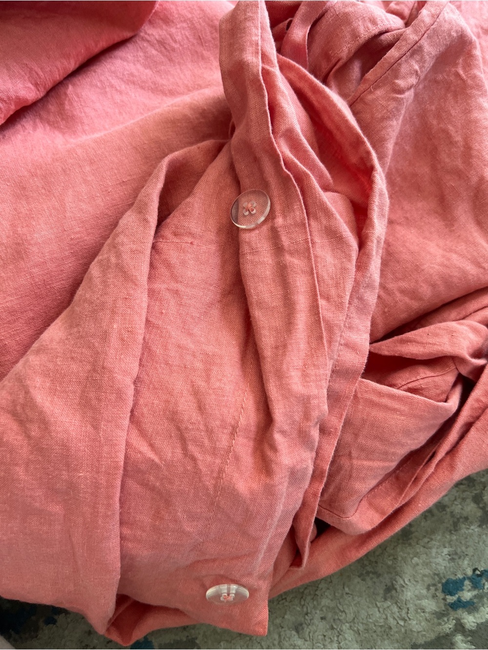 Pottery Barn full/queen Washed 100% linen Duvet Cover in Coral - Picture 2 of 4